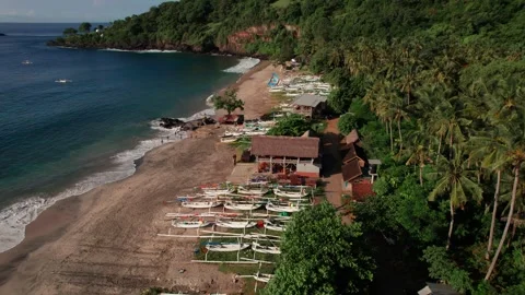 Coastal View of Virgin Beach in Bali Stock Footage 337784140