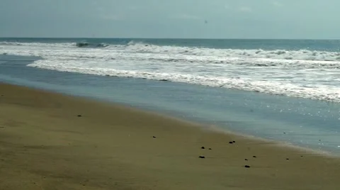 Coastal view of waves and beach on the Pacific coast of Mexico Stock Footage 45460702