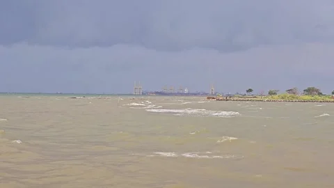 Coastal View with waves and Cloudy Sky Stock Footage 293491108