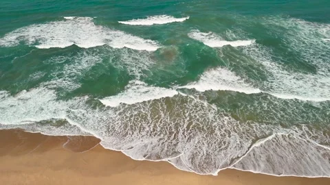 Coastal wave pattern from above, symbolizing travel and peaceful summer Stock Footage 341375767