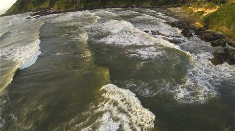 Coastal Wave Pattern Aerial Stock Footage 44092791