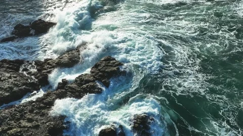Coastal Wave Texture and Dynamic Ocean Movement Stock Footage 340123879