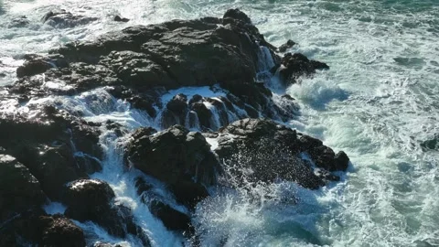 Coastal Wave Texture and Sea Foam Aerial Shot Stock Footage 340122059