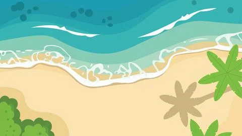 Coastal Waves Bali Beach Flat Design Illustration Ilustración de archivo