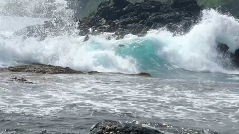 Coastal waves on rocks Stock Footage 197066390