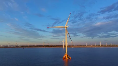 Coastal Wind Energy Flyover 스톡 동영상 336907253