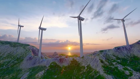 Coastal wind power generation Stock Footage 198979833