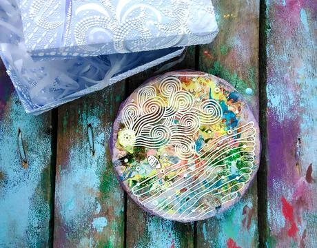 Coaster abstract handmade Stock Photos