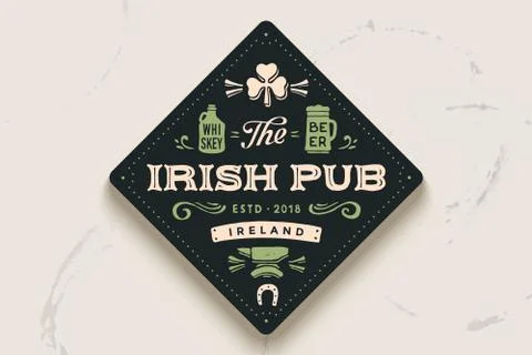 Coaster with hand drawn lettering Beer Stock Illustration