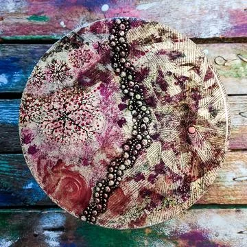 Coaster handmade with abstract patterns Stock Photos