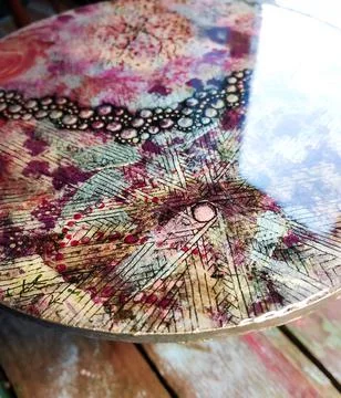 Coaster handmade with abstract patterns Stock Photos