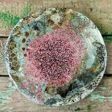 Coaster handmade with a flowering tree Stock Photos