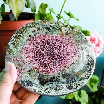 Coaster handmade with a flowering tree Stock Photos
