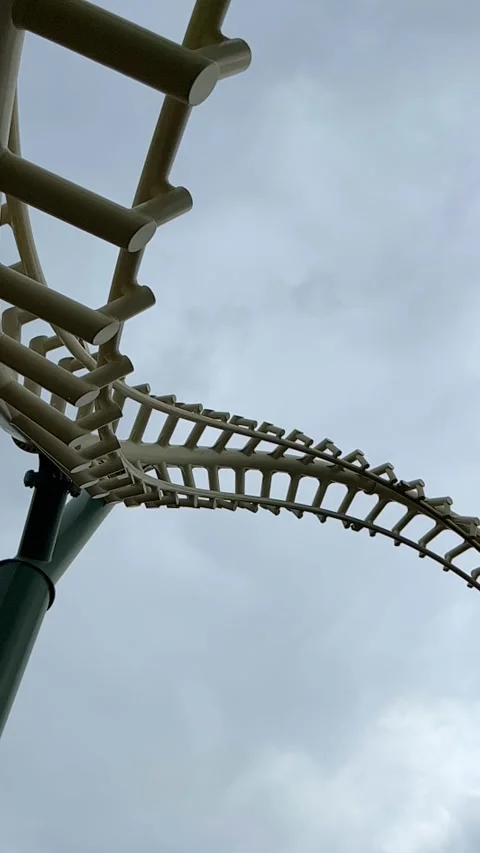 Coaster loop in Efteling amusement park, capturing thrilling ride excitement Stock Footage 307195985