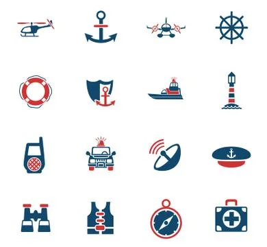 Coastguard icon set Stock Illustration