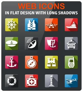 Coastguard icon set Stock Illustration
