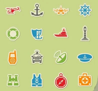Coastguard icon set Stock Illustration