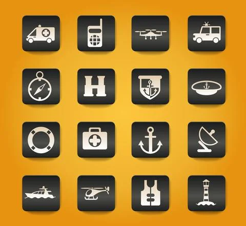 Coastguard icon set Stock Illustration
