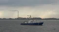 Coastguard water police boat cruising on river at Bremerhaven GER 4k or 4k+ Resolution