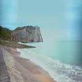 Coastline and cliffs of Etretat town, France, beautiful relaxing view on nature 4k or 4k+ Resolution