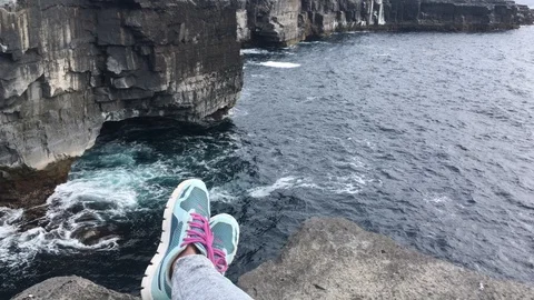 Coastline And Dramatic Cliffs Of Aran Islands, Ireland Stock Footage 109506878