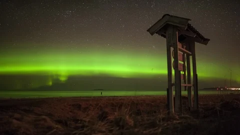 Coastline with Aurora Borealis Stock Footage 87782010