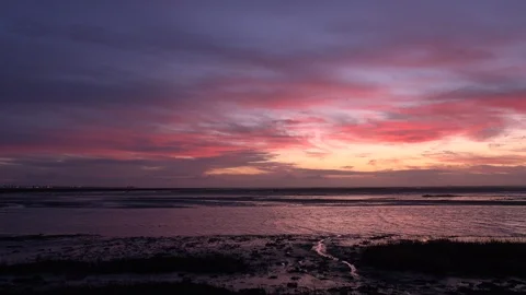Coastline background time lapse evening light UK England 4K Stock Footage 125075289