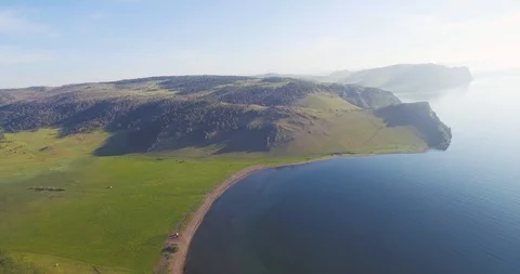 The coastline of Baikal Stock Footage 93249010