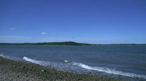Coastline of Cold Spring Harbor (1 of 2) Stock Footage 31898928