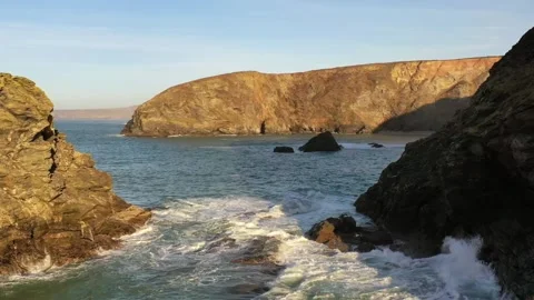Coastline in Cornwall, England Stock Footage 297861624