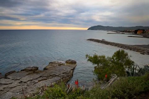 Coastline at dusk Stock Photos