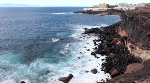 Coastline of El Roque in Playa Paraiso village, Tenerife, Canary islands, Spain Video stock 59776700