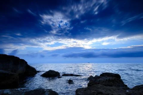 The coastline of the evening Stock Photos
