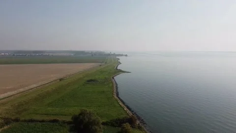 Coastline of large river in the Netherlands. Stock Footage 152051762