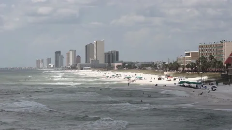 Coastline Looking West from County Pier - Panama City Beach, Florida 스톡 동영상 30459697