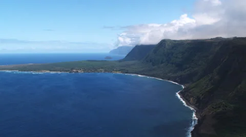 Coastline of Molokai and Kalaupapa Leper Colony. Shot in 2010. Stock Footage 59363718