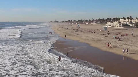 Coastline with Ocean Waves Rolling on Beautiful Beach Shore Stock Footage 46869637