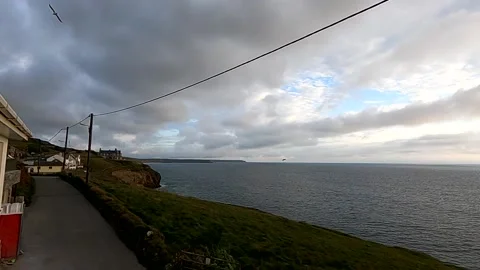 Coastline Pan Slow Motion Stock Footage 163093997