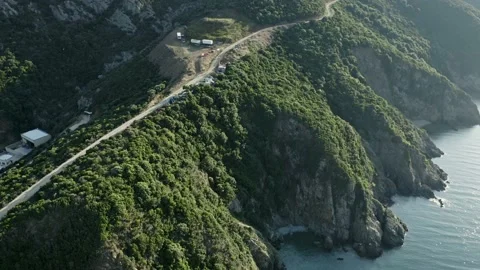 Coastline with rocky cliffs at the sea. Stock Footage 133387688