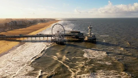 Coastline at Scheveningen with the Pier The Netherlands Video stock 101892884
