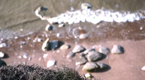 Coastline seen from a cliff (pull focus) Stock Footage 10844050