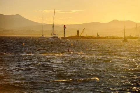 Coastline at sunset Stock Photos