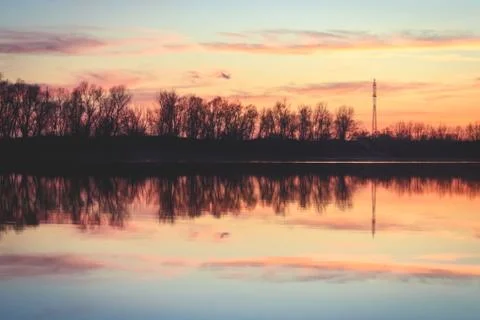 Coastline sunset reflection Stock Photos