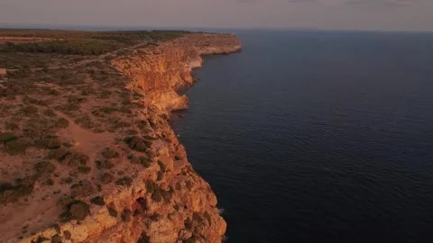 Coastline Tracking Shot along Cap Blanc Cliffs — Aerial Drone 4K — Mallorca, Maj Stock Footage 315369903