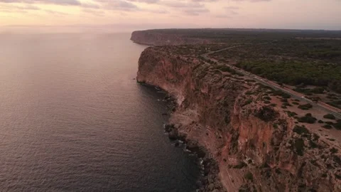 Coastline Tracking Shot along Cap Blanc Cliffs Road Mallorca, Majorca Island, Sp Stock Footage 315369974