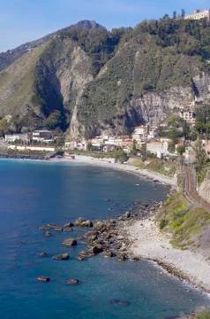 Coastline view from Taormina, Sicily, Italy. Stock Photos