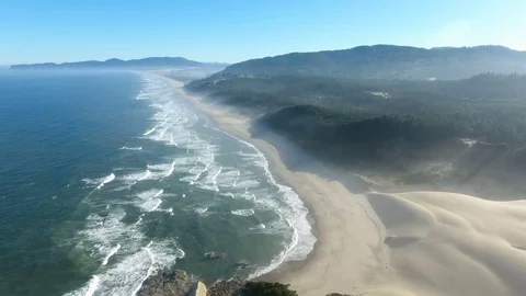 Coastline waves with beach and forest Stock Footage 81764655