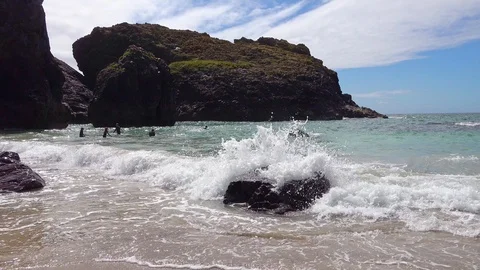 Coastlines and Coves in Cornwall Stock Footage 94338615