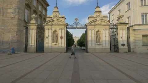 Coat of Arms above the main gate of University of Warsaw, Warsaw Stock Footage 57229979