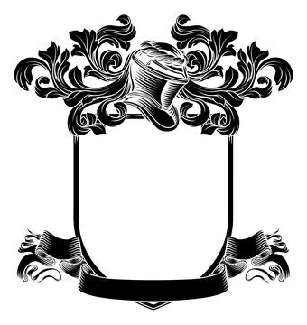 Coat of Arms Crest Knight Family Shield Heraldry Stock Illustration